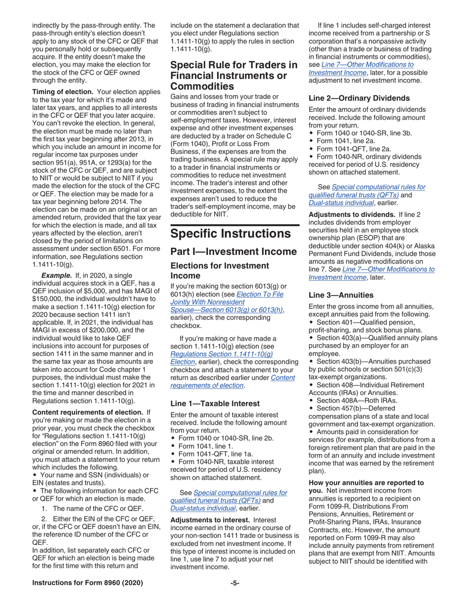 Instructions for IRS Form 8960 Net Investment Income Tax - Individuals, Estates, and Trusts, Page 5