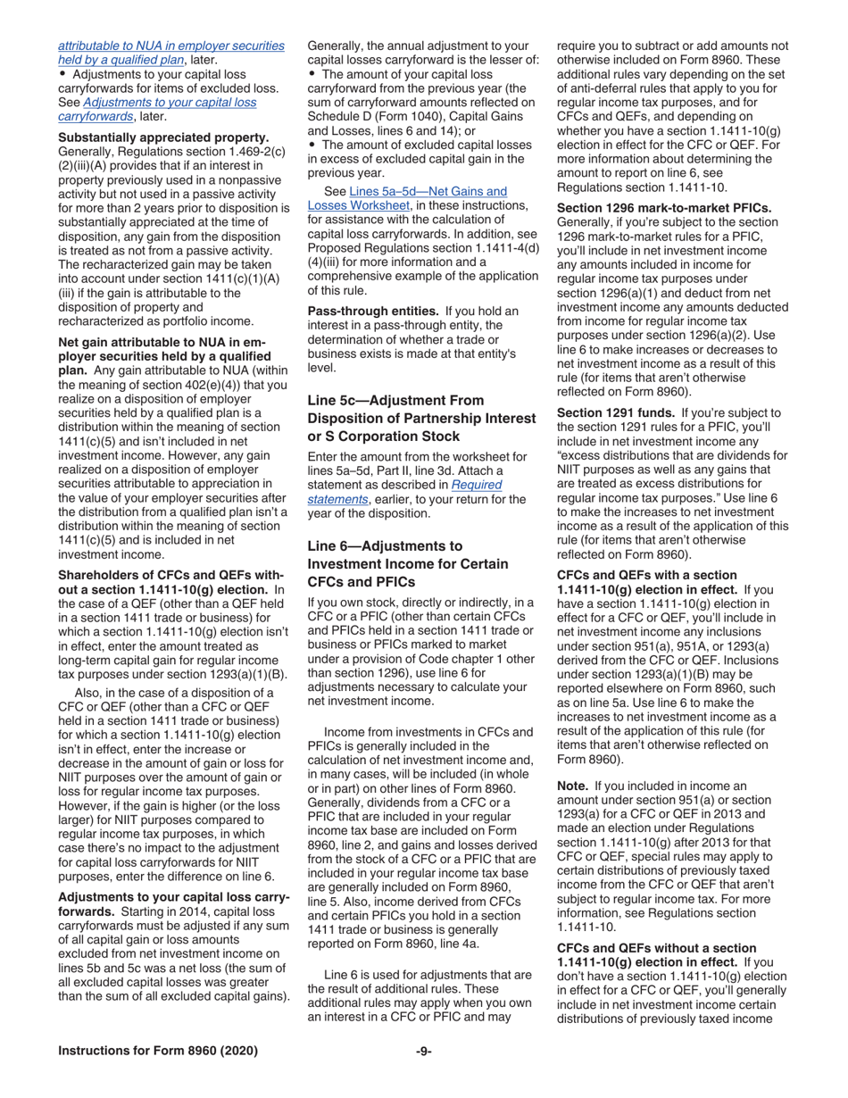Instructions for IRS Form 8960 Net Investment Income Tax - Individuals, Estates, and Trusts, Page 9