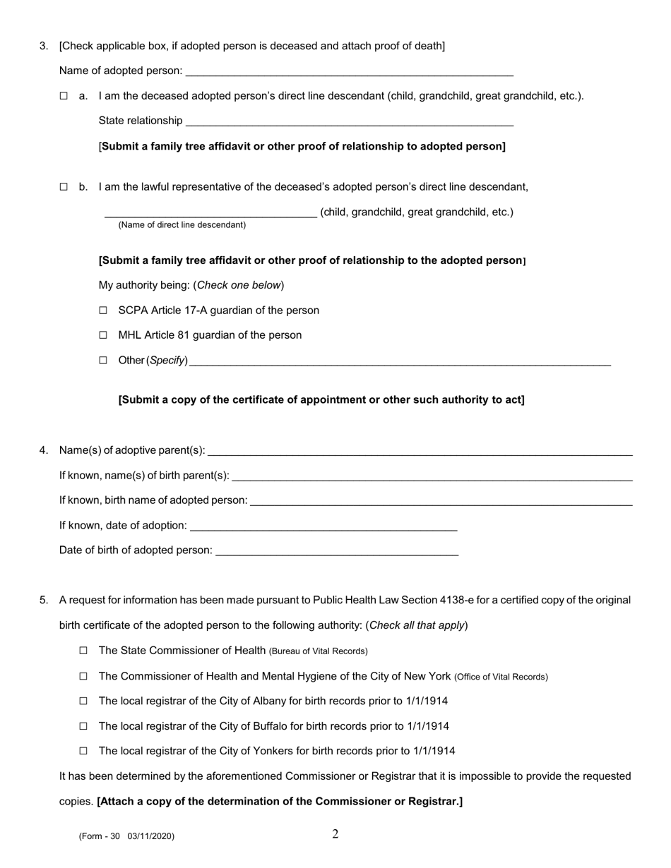 Form 30 - Fill Out, Sign Online and Download Printable PDF, New York ...