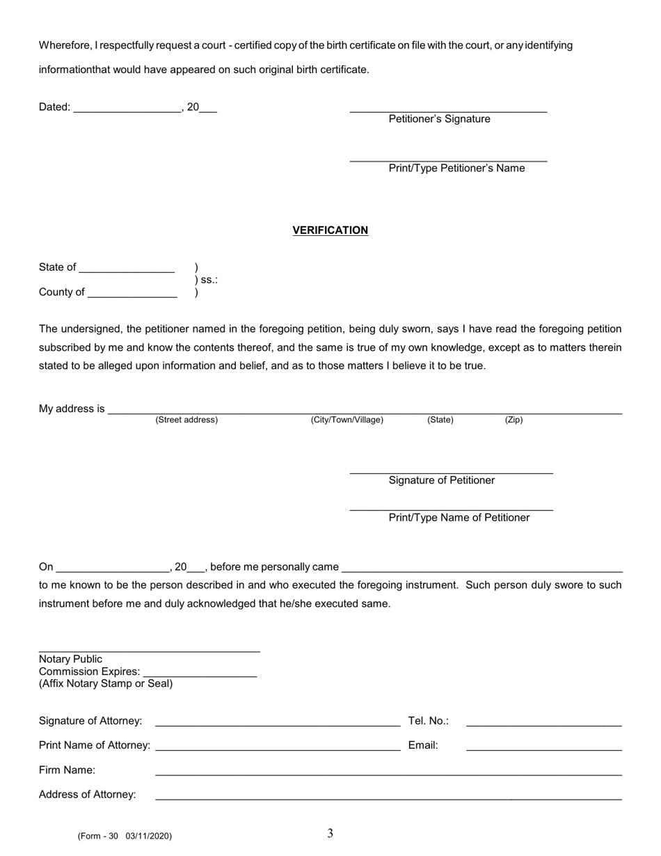 Form 30 - Fill Out, Sign Online and Download Printable PDF, New York ...