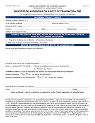 Formulario FAA-0098C Solicitud De Audiencia Por Ajuste De Transaccion Ebt - Arizona (Spanish)