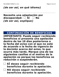 Formulario FAA-0098A-SLP Solicitud De Apelacion (Letra Grande) - Arizona (Spanish), Page 4
