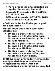 Formulario FAA-0098A-SLP Solicitud De Apelacion (Letra Grande) - Arizona (Spanish), Page 9