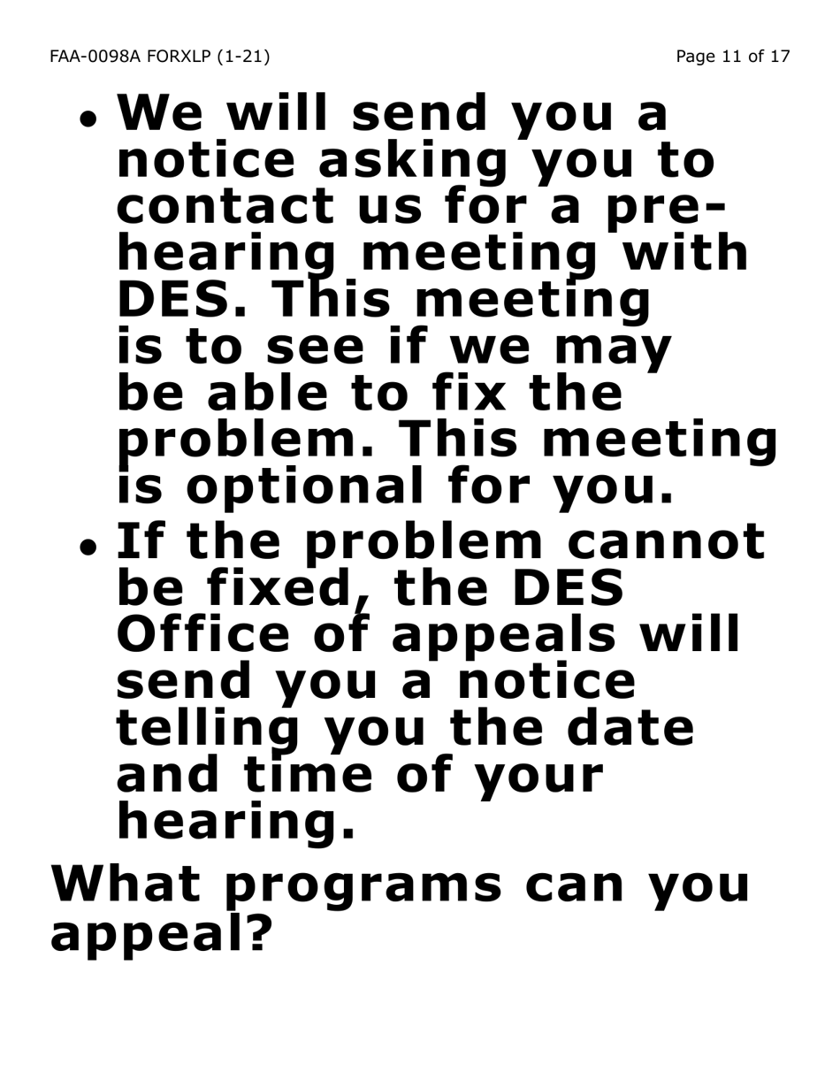Form FAA-0098A-XLP Hearing Request (Extra Large Print) - Arizona, Page 11