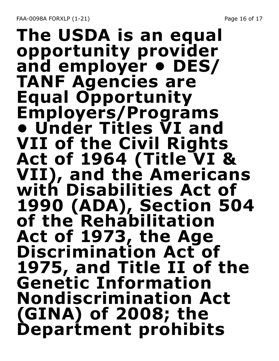 Form FAA-0098A-XLP Hearing Request (Extra Large Print) - Arizona, Page 16