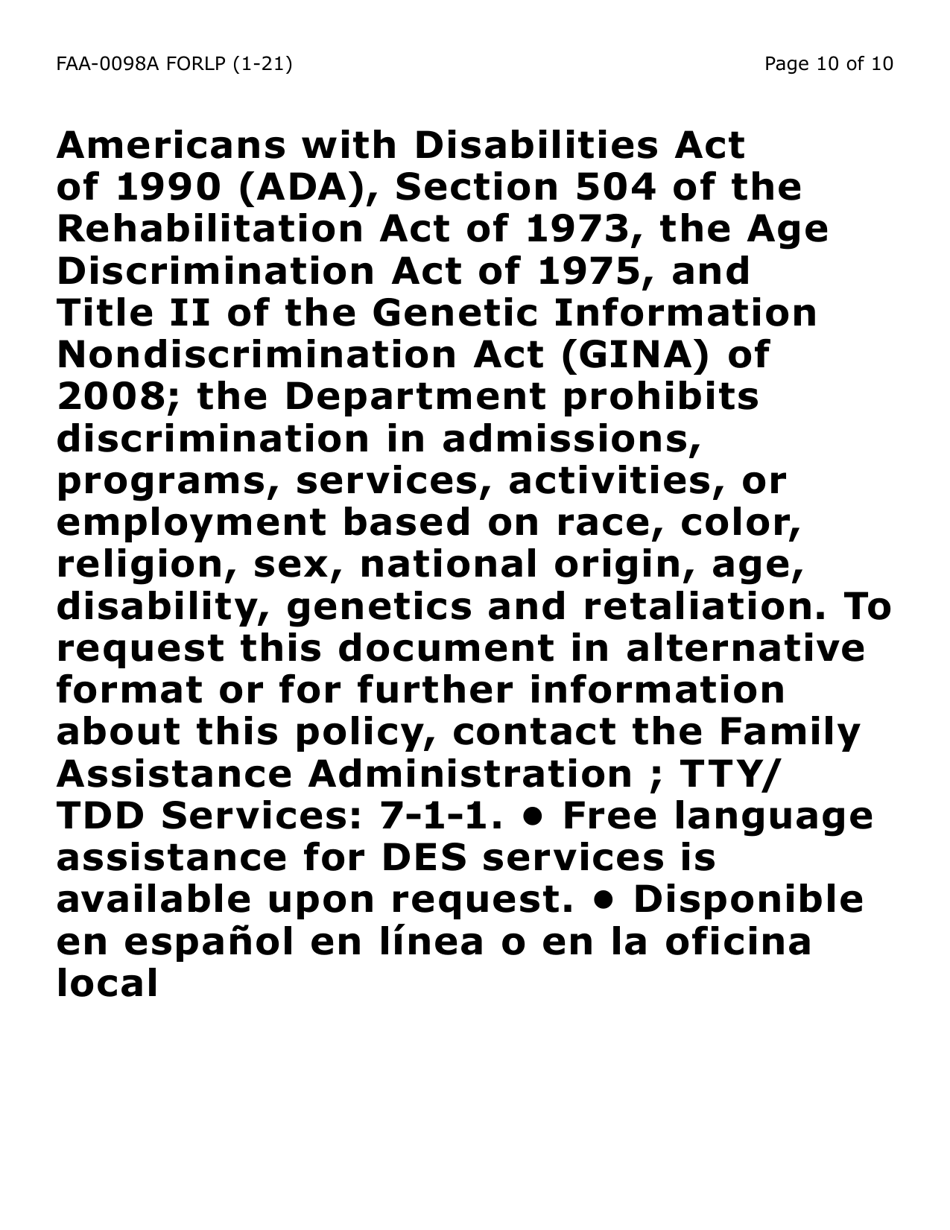 Form FAA-0098A-LP Hearing Request (Large Print) - Arizona, Page 10
