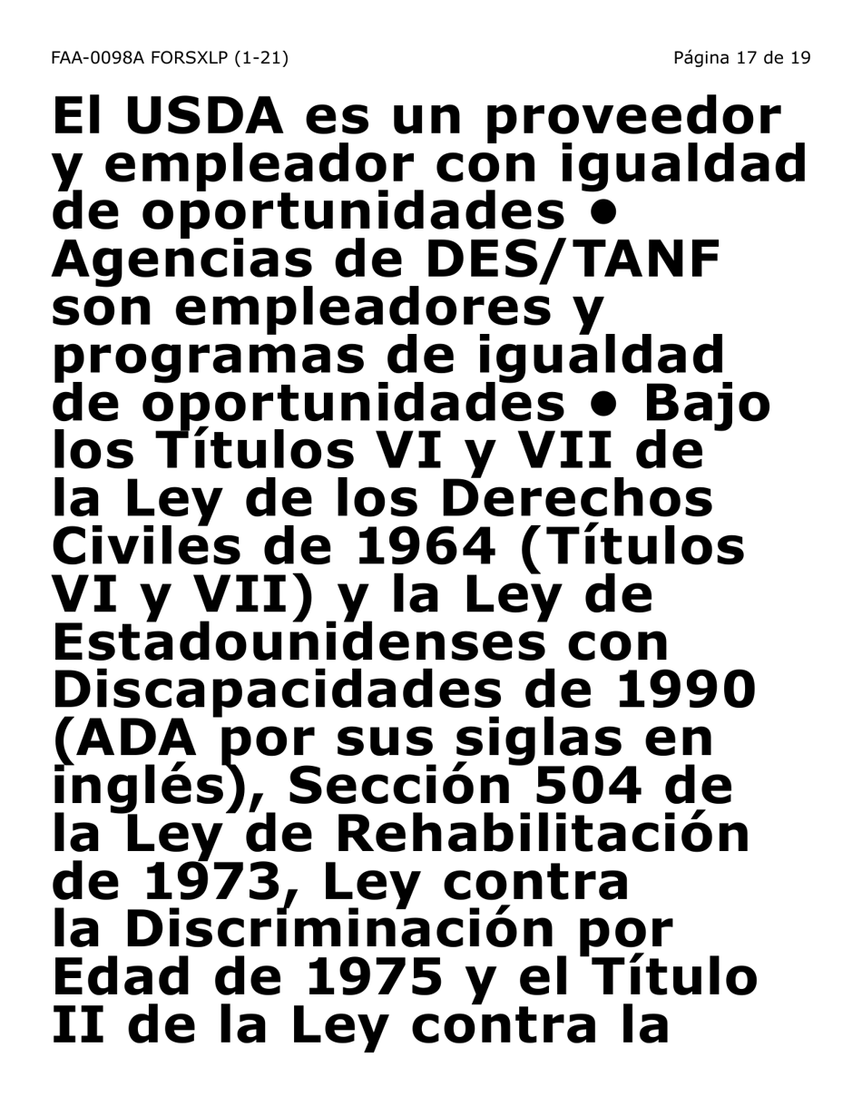 Formulario FAA-0098A-SXLP Solicitud De Apelacion (Letra Extra Grande) - Arizona (Spanish), Page 17