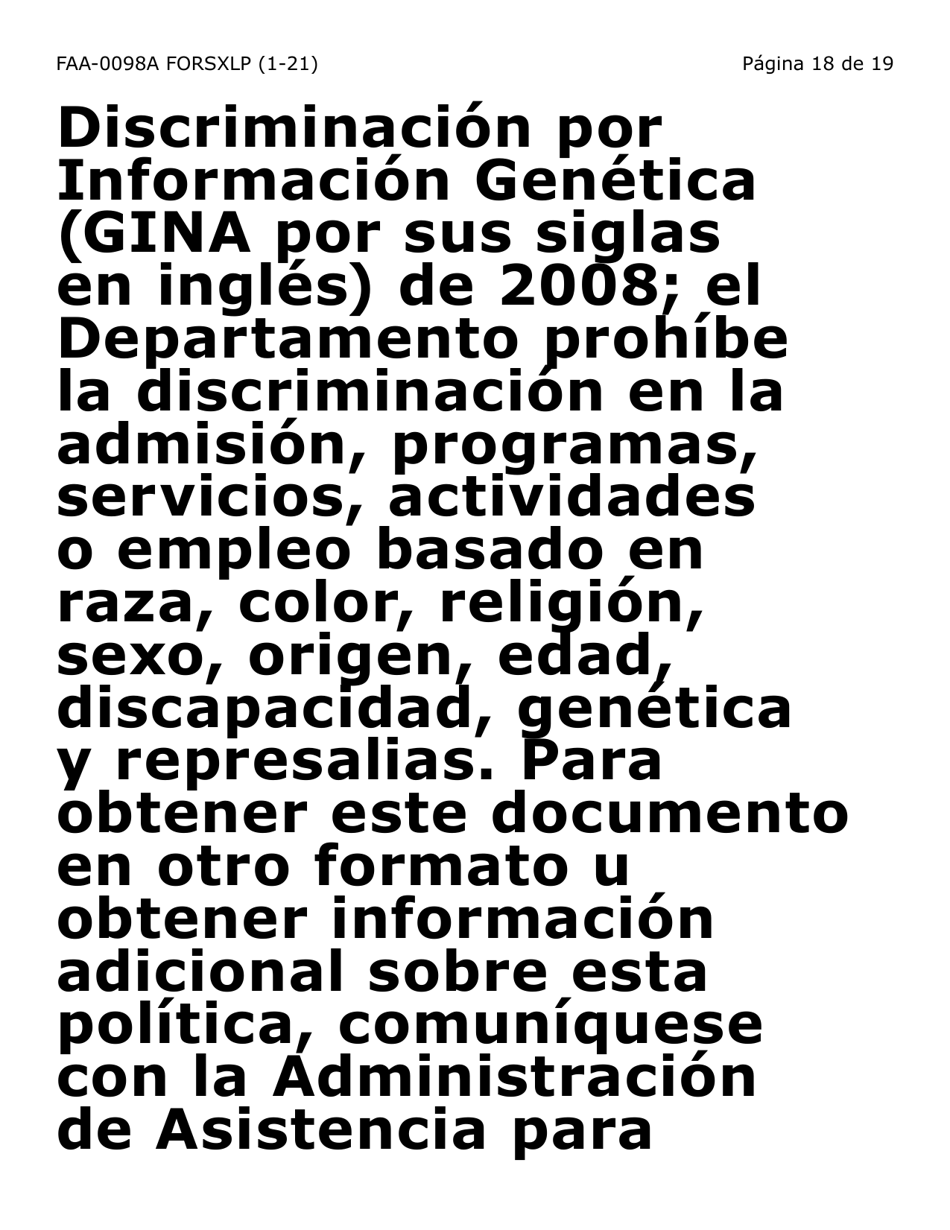 Formulario FAA-0098A-SXLP Solicitud De Apelacion (Letra Extra Grande) - Arizona (Spanish), Page 18