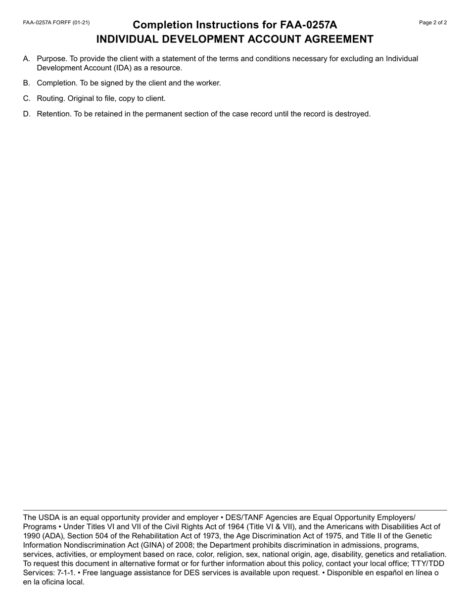 Form FAA-0257A Individual Development Account Agreement - Arizona, Page 2