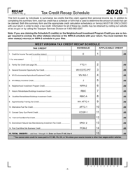 Document preview: Form IT-140 Schedule RECAP Tax Credit Recap Schedule - West Virginia