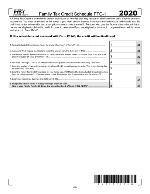 Form IT-140 Schedule FTC-1 2020 Printable Pdf