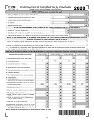 Form IT-210 &quot;Underpayment of Estimated Tax by Individuals&quot; - West Virginia, 2020