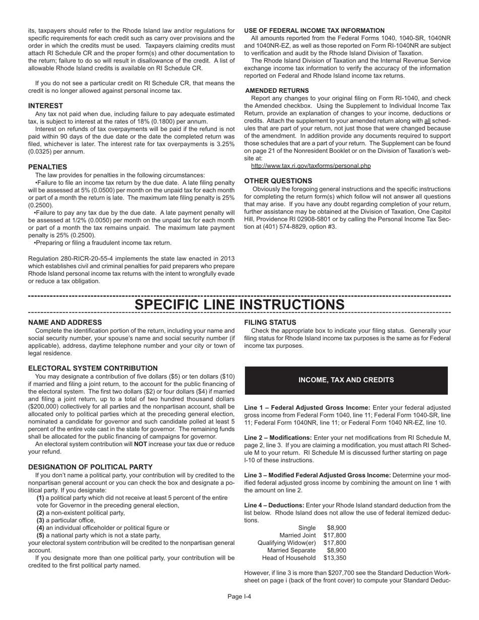 Instructions for Form RI-1040NR Nonresident Individual Income Tax Return - Rhode Island, Page 4