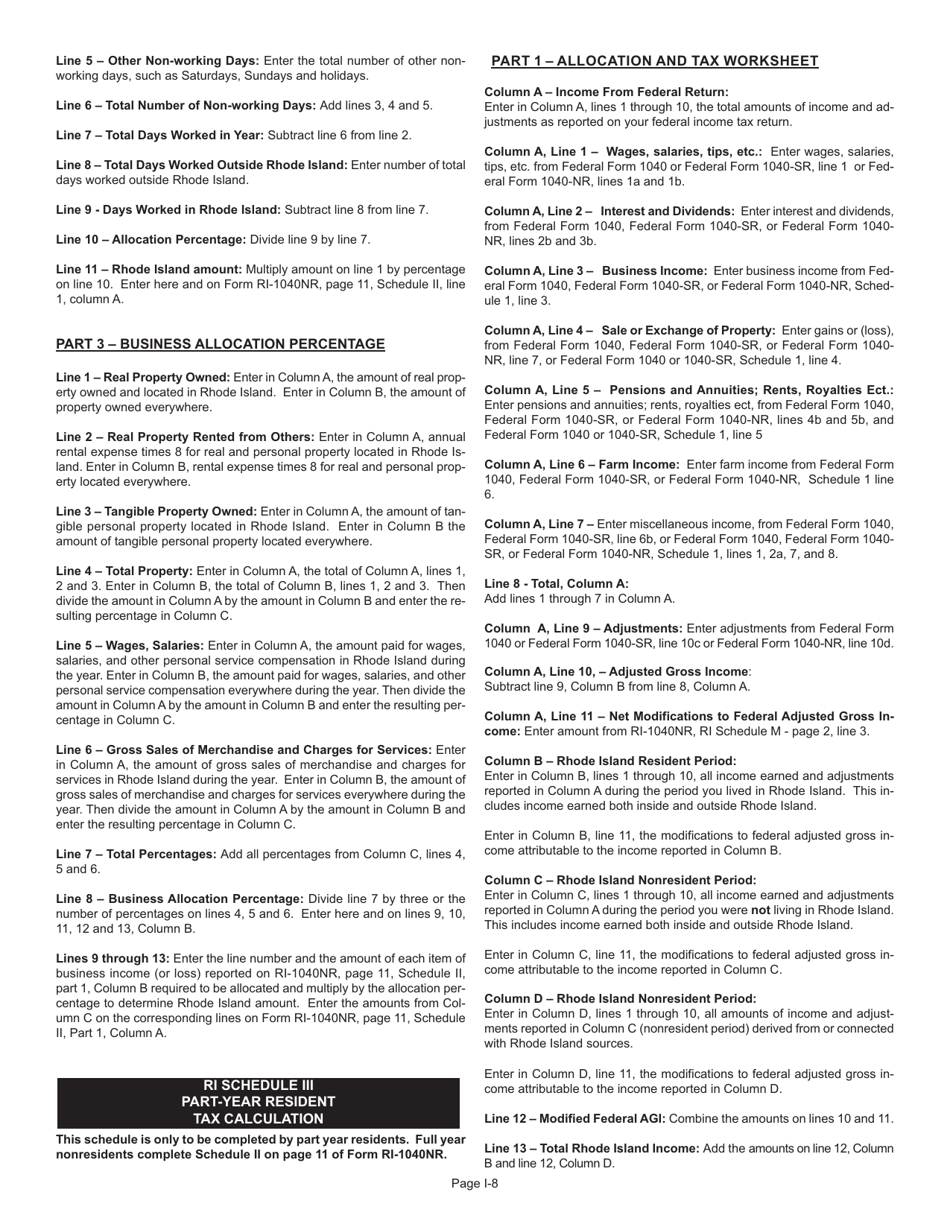 Instructions for Form RI-1040NR Nonresident Individual Income Tax Return - Rhode Island, Page 8
