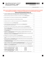 Schedule M Ri(modifications to Federal Agi - Rhode Island