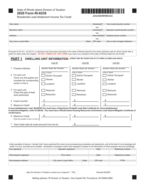 Form RI-6238 2020 Printable Pdf