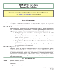 Instructions for VT Form SUT-451 Sales and Use Tax Return - Vermont