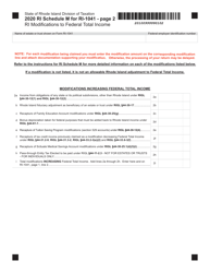 Form RI-1041 Schedule M Ri(modifications to Federal Total Income - Rhode Island, Page 2