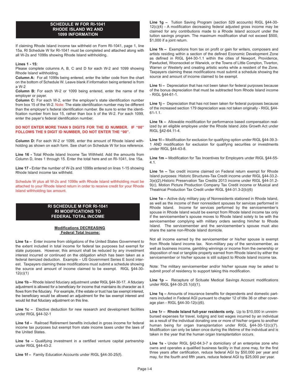 Instructions for Form RI-1041 Fiduciary Income Tax Return - Rhode Island, Page 4