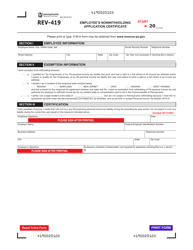 Form REV-419 Employee&#039;s Nonwithholding Application Certificate - Pennsylvania