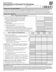 Document preview: Form OW-8-P Underpayment of Estimated Tax Worksheet - Oklahoma, 2020