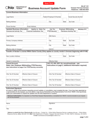 Form BA-UF Business Account Update Form - Ohio