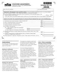 Form SFN28710 Schedule ND-1SA Statutory Adjustments - North Dakota