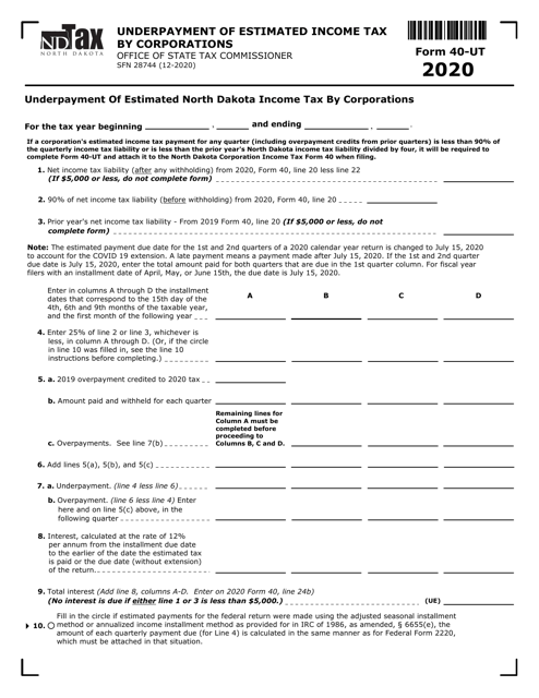 Form 40-UT (SFN28744) 2020 Printable Pdf