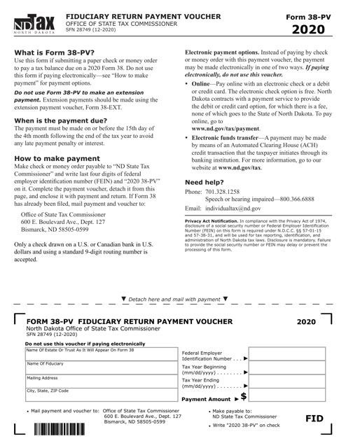 Form 38-PV (SFN28749) 2020 Printable Pdf