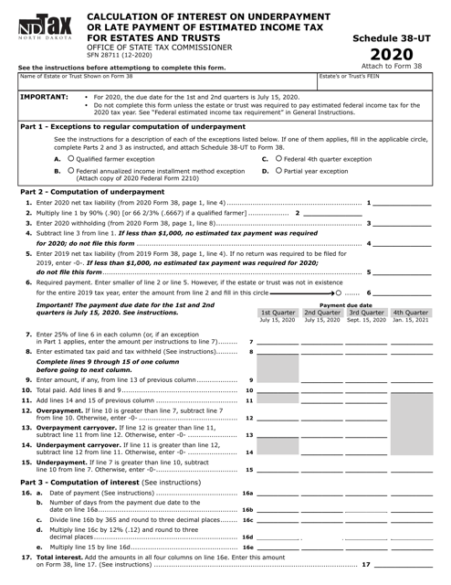 Form SFN28711 Schedule 38-UT 2020 Printable Pdf