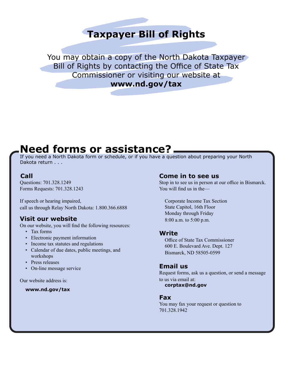 Instructions for Form 40, SFN28740 Corporation Income Tax Return - North Dakota, Page 12