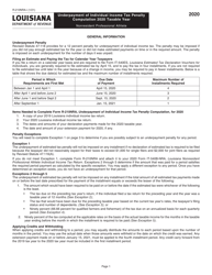 Instructions for Form R-210NRA Underpayment of Individual Income Tax Penalty Computation - Nonresident Professional Athlete - Louisiana