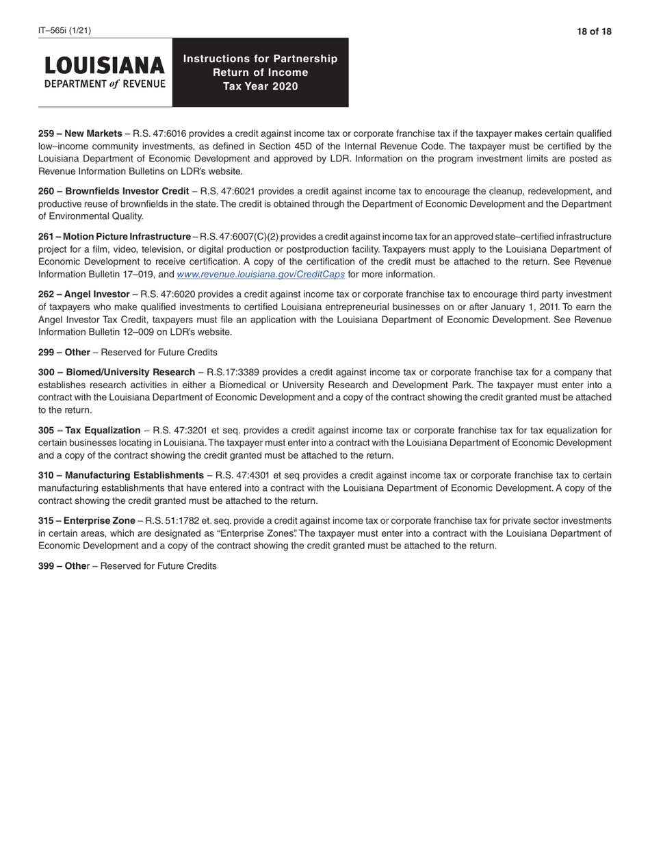 Instructions for Form IT-565 Partnership Return of Income - Louisiana, Page 18