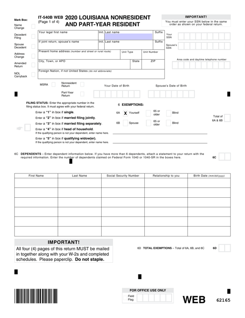 Form IT-540B 2020 Printable Pdf