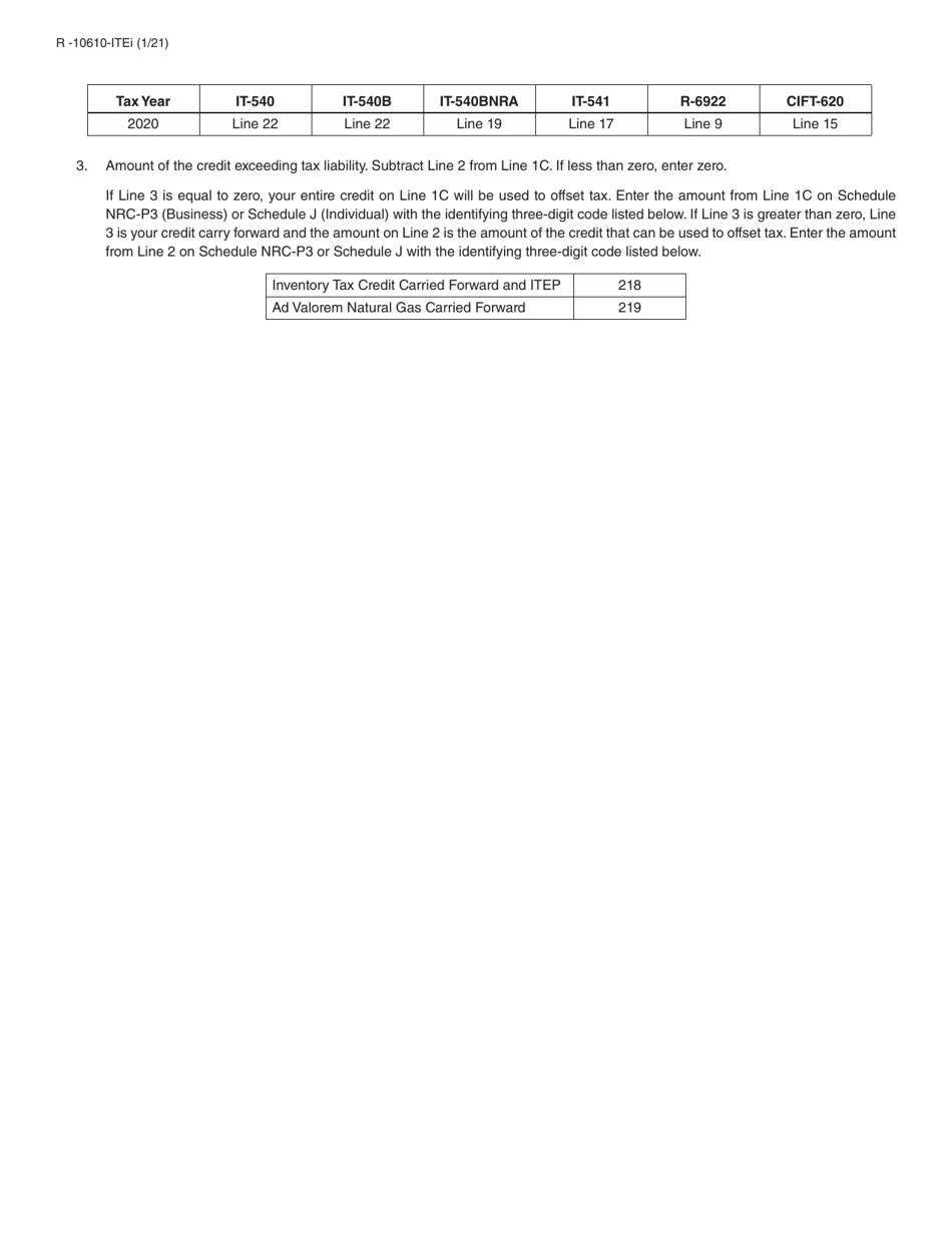 Form R-10610-ITE Schedule of Ad Valorem Tax Credit Claimed by Itep Manufacturers for Ad Valorem Tax Paid on Inventory - Louisiana, Page 4