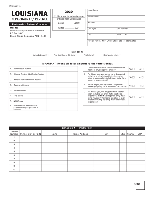 Form IT-565 2020 Printable Pdf