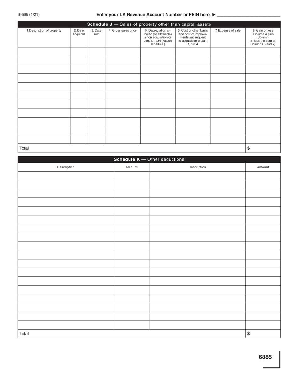 Form IT-565 Partnership Return of Income - Louisiana, Page 5