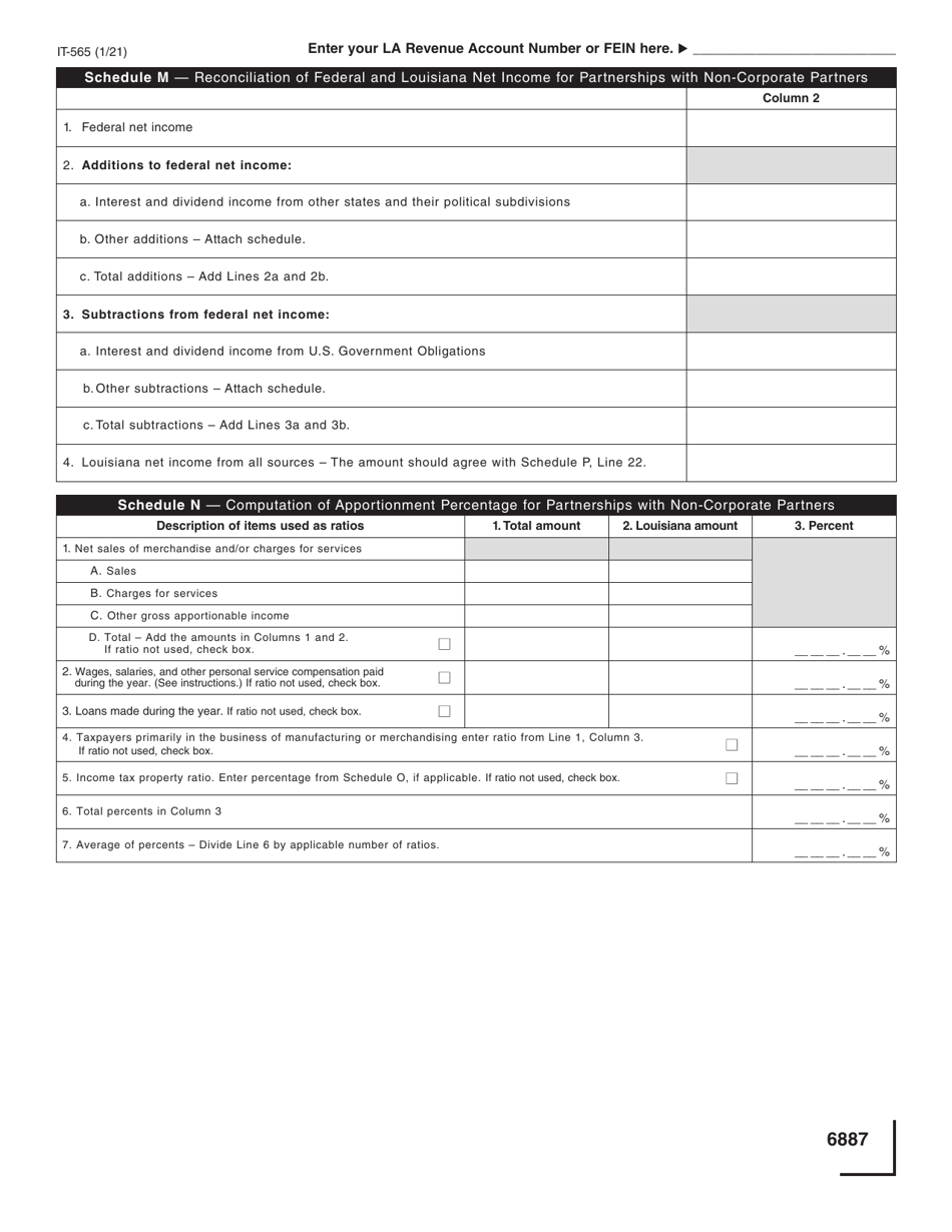 Form IT-565 Partnership Return of Income - Louisiana, Page 7