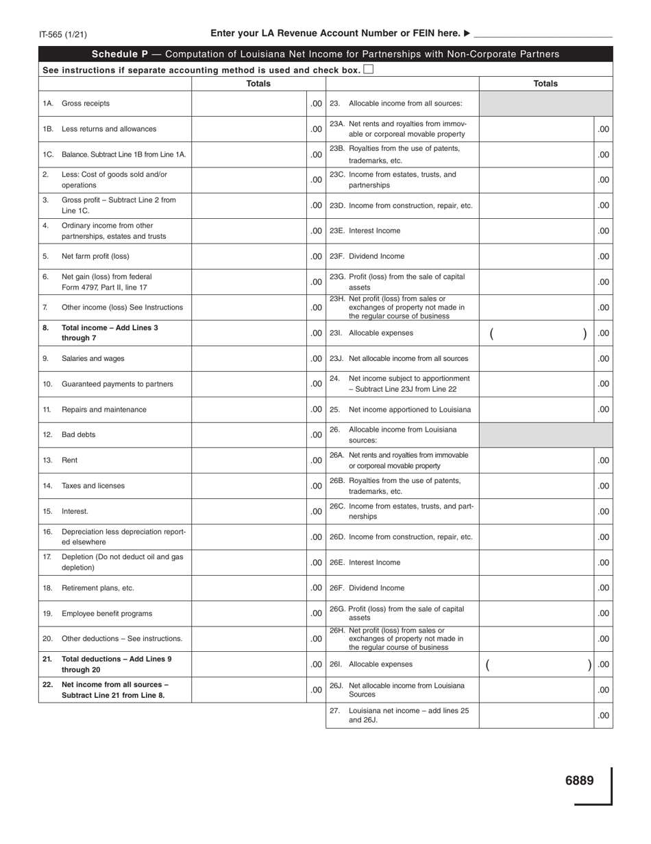 Form IT-565 Partnership Return of Income - Louisiana, Page 9