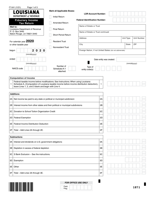 Form IT-541 2020 Printable Pdf