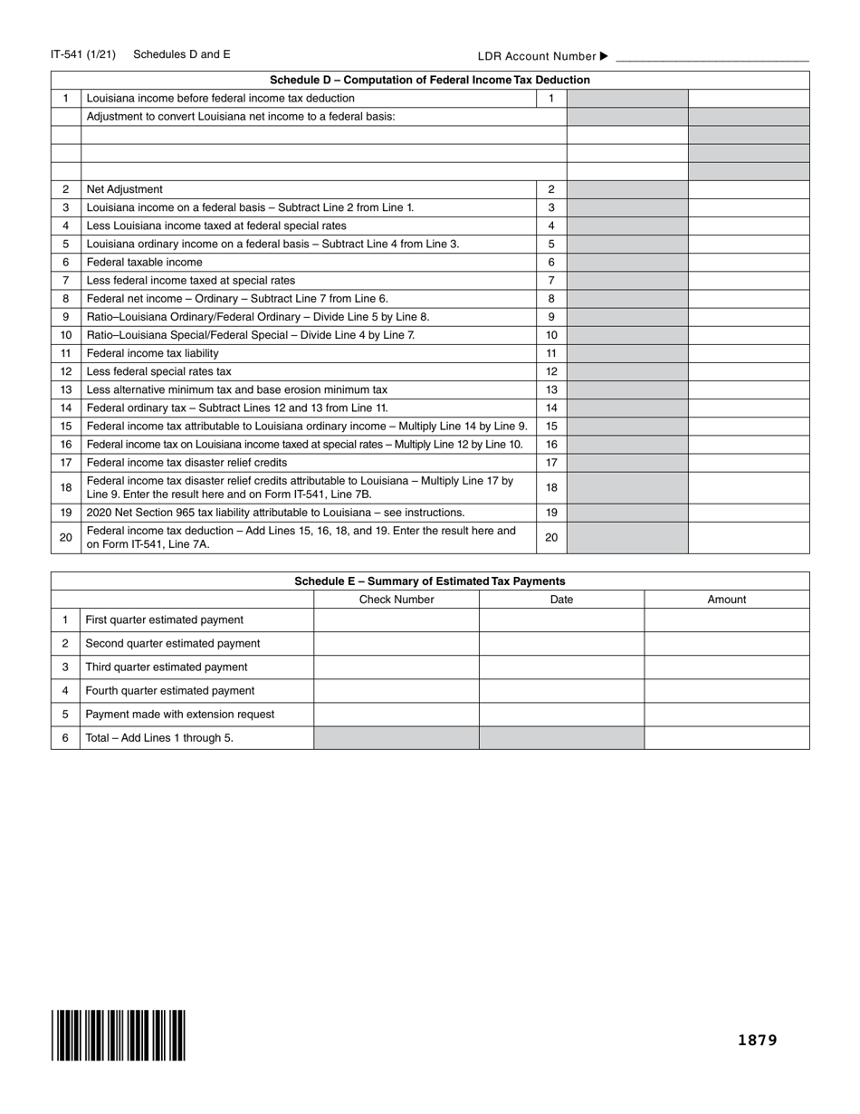 Form IT-541 Fiduciary Income Tax Return - Louisiana, Page 9