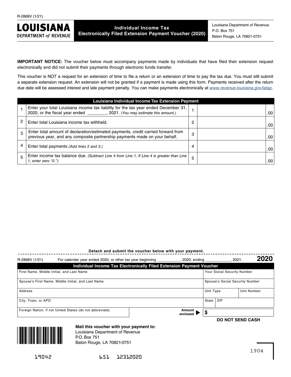 Form R-2868V - 2020 - Fill Out, Sign Online and Download Fillable PDF ...