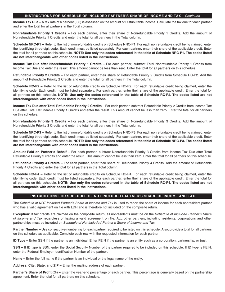 Instructions for Form R-6922 Louisiana Composite Partnership Return - Louisiana, Page 3