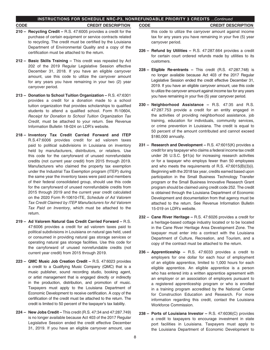 Instructions for Form R-6922 Louisiana Composite Partnership Return - Louisiana, Page 8