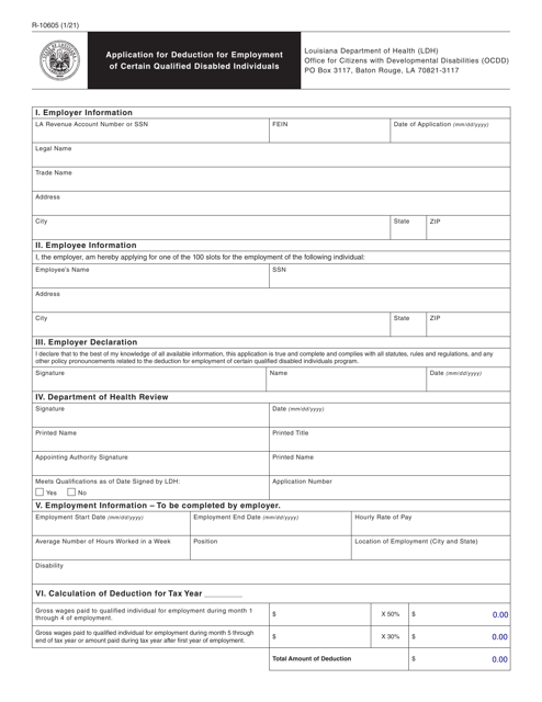 Form R-10605  Printable Pdf