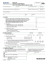 Form 24 (EFO00086) &quot;Grocery Credit Refund&quot; - Idaho, 2020