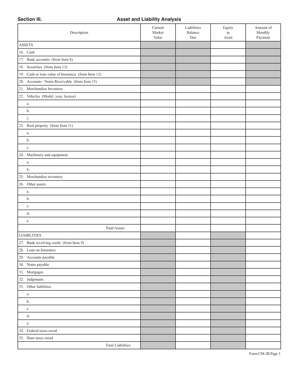 Form CM-2B Download Fillable PDF or Fill Online Statement of Financial ...