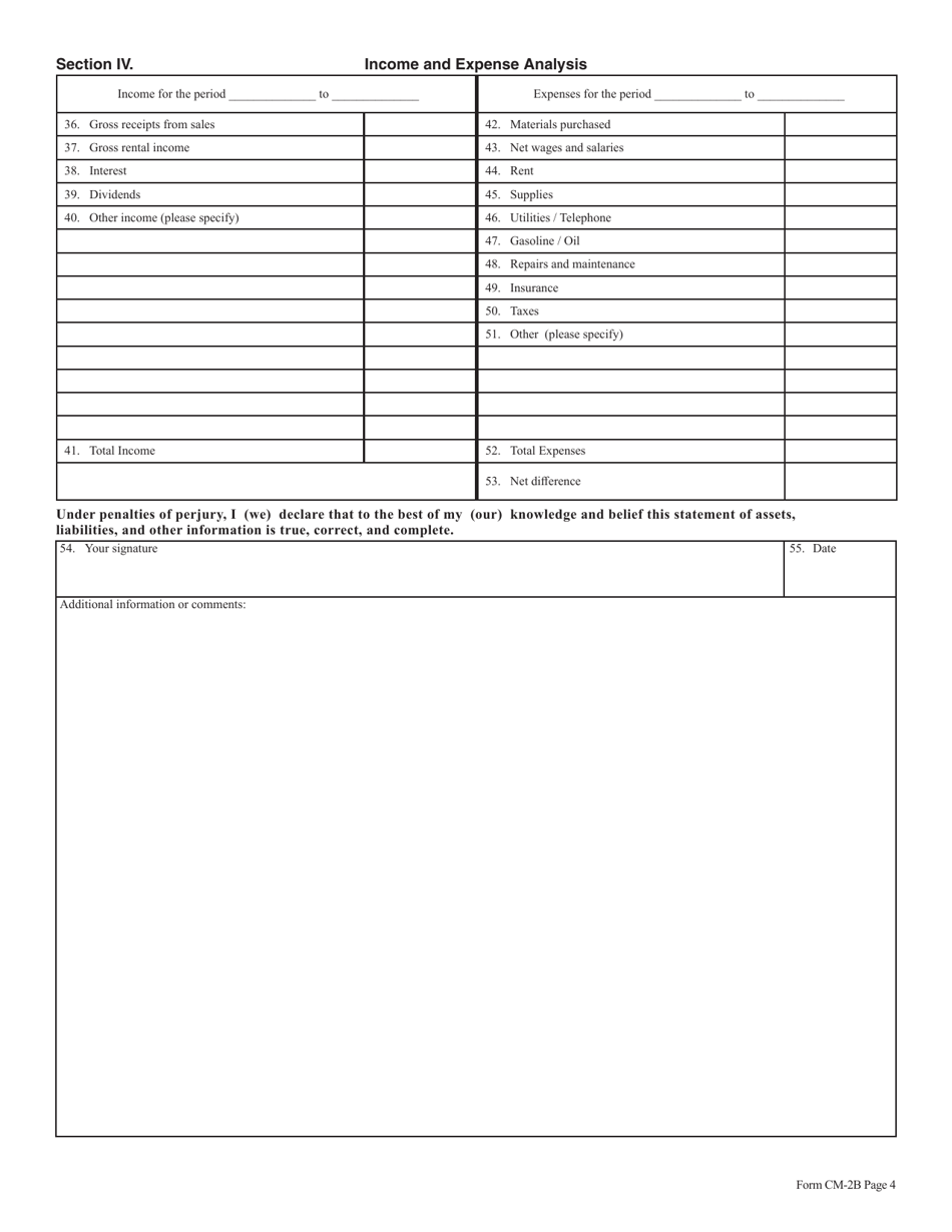 Form CM-2B Statement of Financial Condition and Other Information - for Corporations, Partnerships, Etc. - Hawaii, Page 4