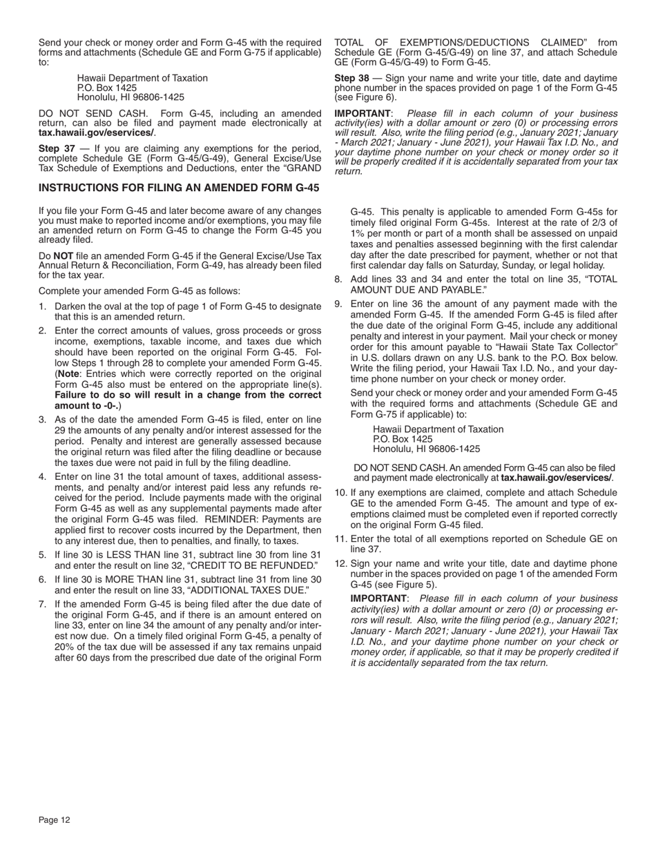 Instructions for Form G-45, G-49 - Hawaii, Page 12
