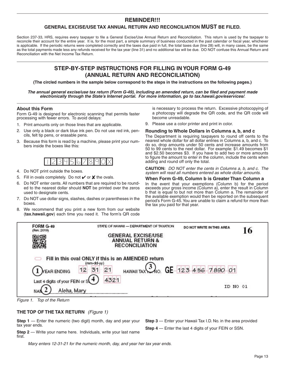 Instructions for Form G-45, G-49 - Hawaii, Page 13